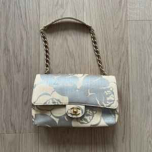 Vintage Chanel Raffia Camellia Flap Bag